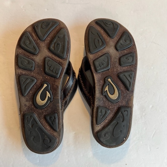 OLUKAI Sz 9 Mea Ola Beach Sandals Premium Leather Flip-Flop Slides - Picture 3 of 9